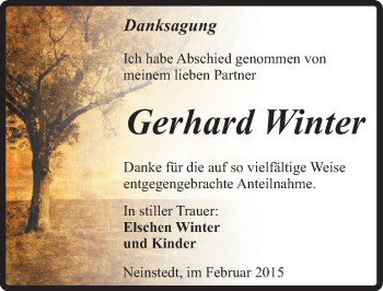 Traueranzeige von Gerhard Winter von Mitteldeutsche Zeitung Quedlinburg
