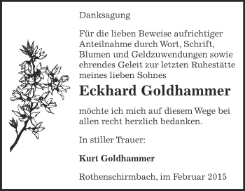 Traueranzeige von Eckhard Goldhammer von WVG - Wochenspiegel SGH