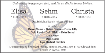 Traueranzeige von Sehm  von Mitteldeutsche Zeitung Halle/Saalkreis