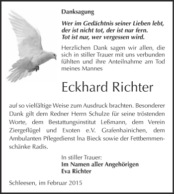 Traueranzeige von Eckhard Richter von WVG - Wochenspiegel Wittenberg