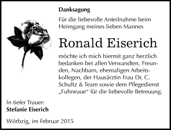 Traueranzeige von Ronald Eiserich von Mitteldeutsche Zeitung Köthen