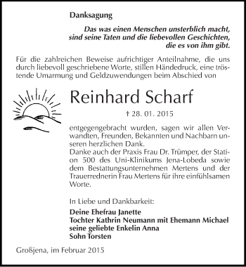 Traueranzeige von Reinhard Scharf von Mitteldeutsche Zeitung Naumburg/Nebra