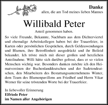 Traueranzeige von Willibald Peter von Mitteldeutsche Zeitung Bitterfeld