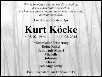 Traueranzeige von Kurt Köcke von Mitteldeutsche Zeitung Merseburg/Querfurt
