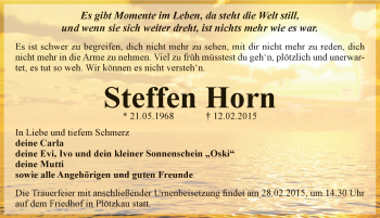 Traueranzeige von Steffen Horn von Mitteldeutsche Zeitung Bernburg