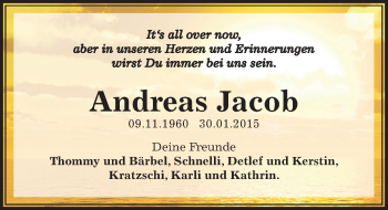 Traueranzeige von Andreas Jacob von Mitteldeutsche Zeitung Zeitz