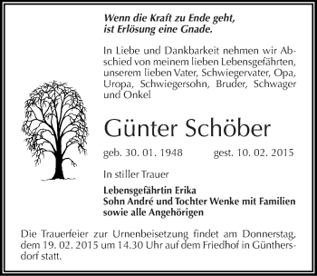 Traueranzeige von Günter Schöber von Mitteldeutsche Zeitung Merseburg/Querfurt