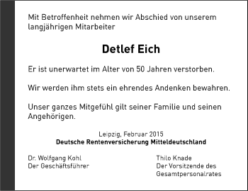 Traueranzeige von Detlef Eich von Mitteldeutsche Zeitung Merseburg/Querfurt