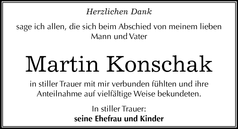  Traueranzeige für Martin Konschak vom 28.02.2015 aus Mitteldeutsche Zeitung Mansfelder Land
