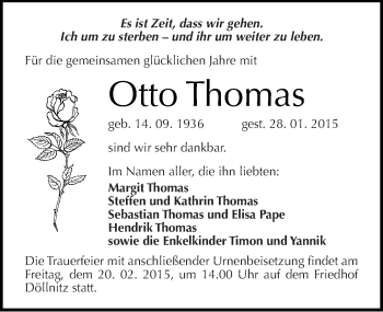 Traueranzeige von Otto Thomas von Mitteldeutsche Zeitung Halle/Saalkreis