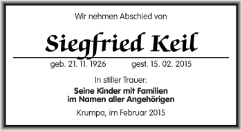 Traueranzeige von Siegfried Keil von Mitteldeutsche Zeitung Merseburg/Querfurt