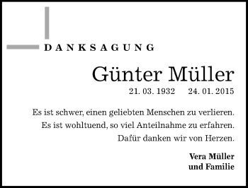 Traueranzeige von Günter Müller von Mitteldeutsche Zeitung Naumburg/Nebra