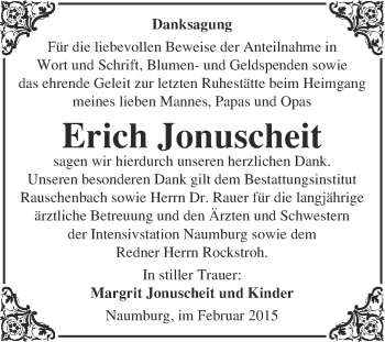 Traueranzeige von Erich Jonuscheit von WVG - Wochenspiegel NMB / WSF / ZTZ