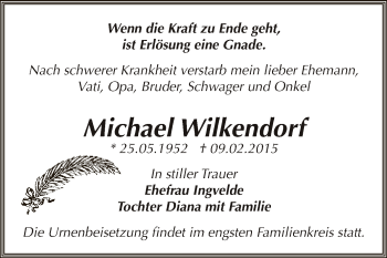 Traueranzeige von Michael Wilkendorf von WVG - Wochenspiegel Dessau / Köthen