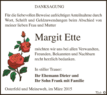Traueranzeige von Margit Ette von Super Sonntag Zeitz