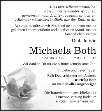 Traueranzeige von Michaela Both von Mitteldeutsche Zeitung Halle/Saalkreis