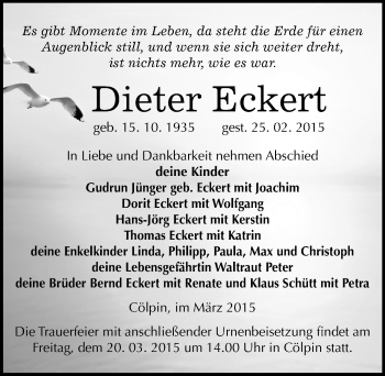 Traueranzeige von Dieter Eckert von Mitteldeutsche Zeitung Merseburg/Querfurt