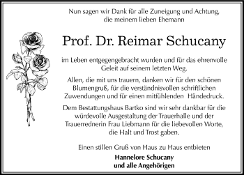 Traueranzeige von Reimar Schucany von Mitteldeutsche Zeitung Köthen