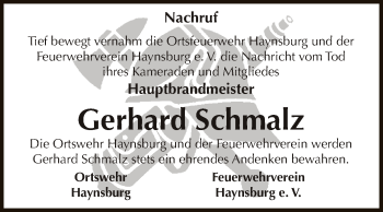 Traueranzeige von Gerhard Schmalz von Super Sonntag Zeitz