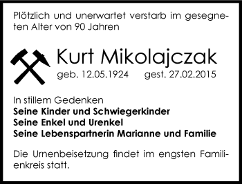 Traueranzeige von Kurt Mikolajczak von Mitteldeutsche Zeitung Bernburg
