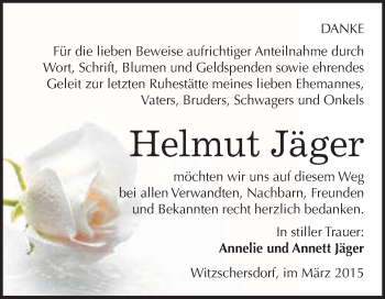 Traueranzeige von Helmut Jäger von WVG - Wochenspiegel Merseburg