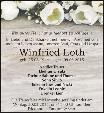 Traueranzeige von Winfried Loth von Mitteldeutsche Zeitung Bernburg