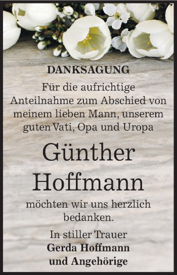 Traueranzeige von Günther Hoffmann von Mitteldeutsche Zeitung Zeitz