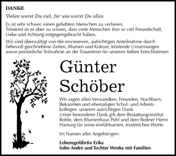 Traueranzeige von Günter Schöber von WVG - Wochenspiegel Merseburg