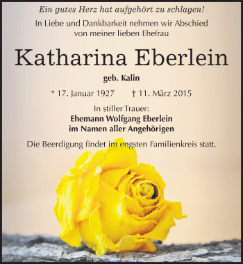 Traueranzeige von Katharina Eberlein von Mitteldeutsche Zeitung Halle/Saalkreis