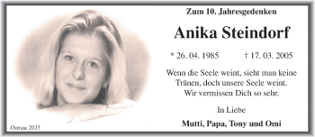 Traueranzeige von Anika Steindorf von Mitteldeutsche Zeitung Halle/Saalkreis
