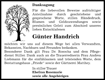 Traueranzeige von Günter Handrich von Mitteldeutsche Zeitung Dessau-Roßlau