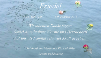 Traueranzeige von Friedel Gemisch von Mitteldeutsche Zeitung Halle/Saalkreis