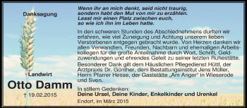 Traueranzeige von Otto Damm von Super Sonntag Aschersleben