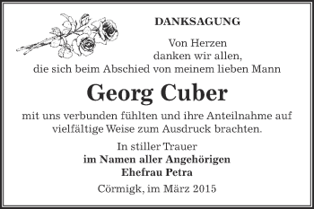 Traueranzeige von Georg Cuber von Super Sonntag Bernburg