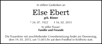 Traueranzeige von Else Ebert von Mitteldeutsche Zeitung Halle/Saalkreis