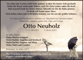Traueranzeige von Otto Neuholz von WVG - Wochenspiegel Dessau / Köthen