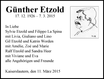 Traueranzeige von Günther Etzold von Mitteldeutsche Zeitung Weißenfels