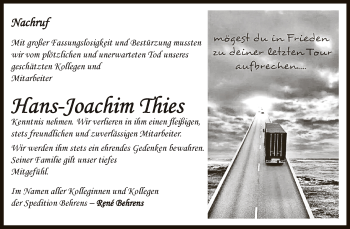 Traueranzeige von Hans-Joachim Thies von Super Sonntag SGH Mansf. Land
