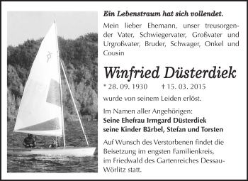 Traueranzeige von Winfried Düsterdiek von WVG - Wochenspiegel Quedlinburg