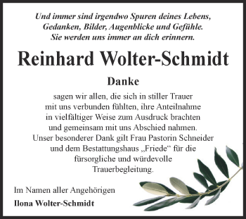 Traueranzeige von Reinhard Wolter-Schmidt von WVG - Wochenspiegel Dessau / Köthen