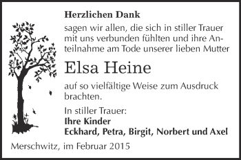 Traueranzeige von Elsa Heine von WVG - Wochenspiegel Wittenberg