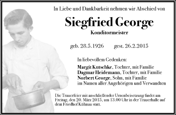 Traueranzeige von Siegfried George von Mitteldeutsche Zeitung Dessau-Roßlau