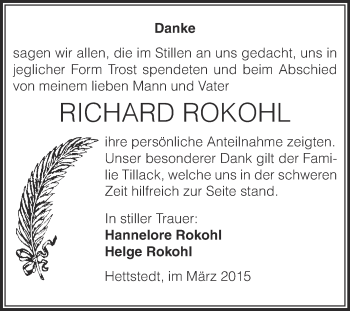 Traueranzeige von Richard Rokohl von Super Sonntag SGH Mansf. Land