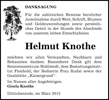 Traueranzeige von Helmut Knothe von Mitteldeutsche Zeitung Sangerhausen