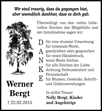 Traueranzeige von Werner Bergt von Mitteldeutsche Zeitung Bernburg