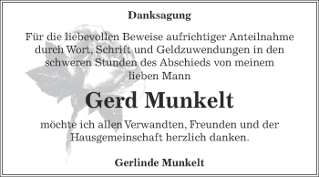 Traueranzeige von Gerd Munkelt von Super Sonntag Zeitz