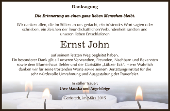 Traueranzeige von Ernst John von Super Sonntag SGH Mansf. Land