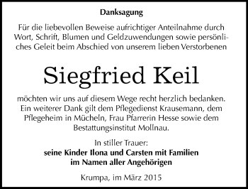 Traueranzeige von Siegfried Keil von Mitteldeutsche Zeitung Merseburg/Querfurt