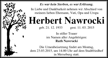 Traueranzeige von Herbert Nawrocki von Mitteldeutsche Zeitung Merseburg/Querfurt