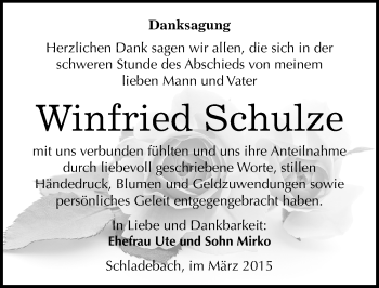 Traueranzeige von Winfried Schulze von Mitteldeutsche Zeitung Merseburg/Querfurt